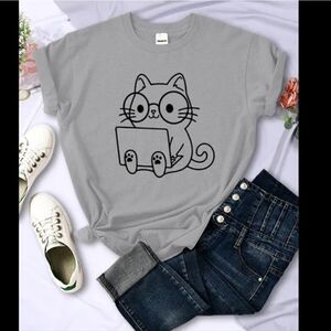 Laptop Kitten with Glasses Academic Feline